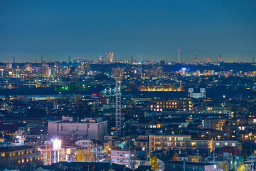 Fototapeta premium 神奈川県川崎市多摩区、東京都調布市方面の夜景