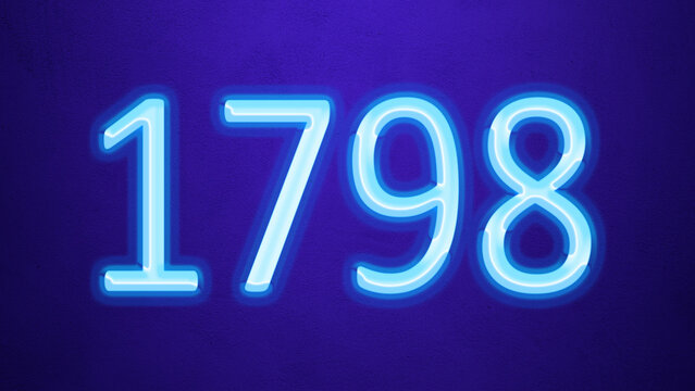 Glowing blue number design of 1798 on blue background.