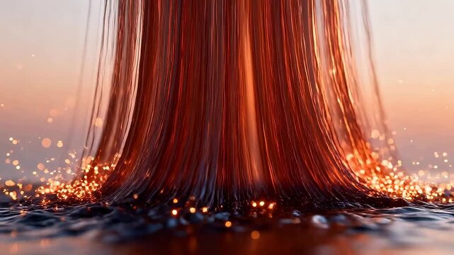 Abstract liquid fluid texture with orange brown gradient and glossy surface