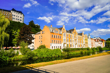 Obraz premium View of the landscape and architecture of the city of Greiz. 