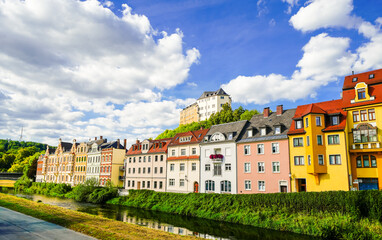 Naklejka premium View of the landscape and architecture of the city of Greiz. 