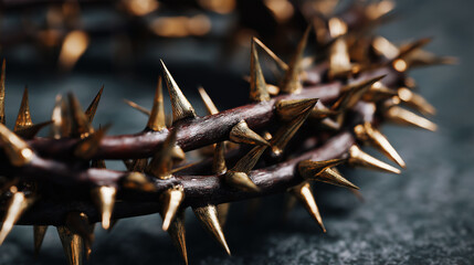 Fototapeta premium Dark metallic spiked circular structure resembling a futuristic crown or barrier.