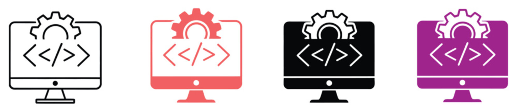 Continuous Integration Icon Set, Multiple Style Collection Including Code Merge, Automation Pipeline, Build Server, And Deployment Symbols