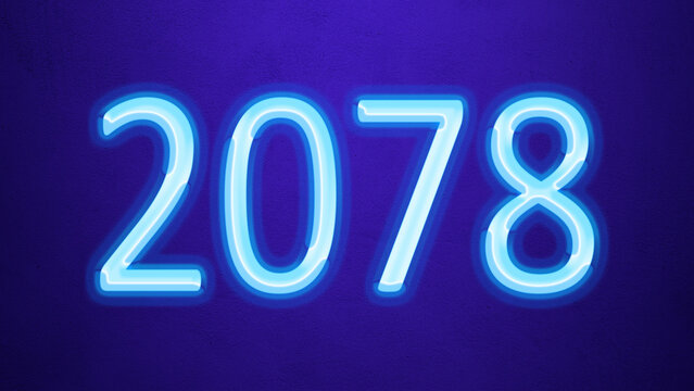 Glowing blue number design of 2078 on blue background.