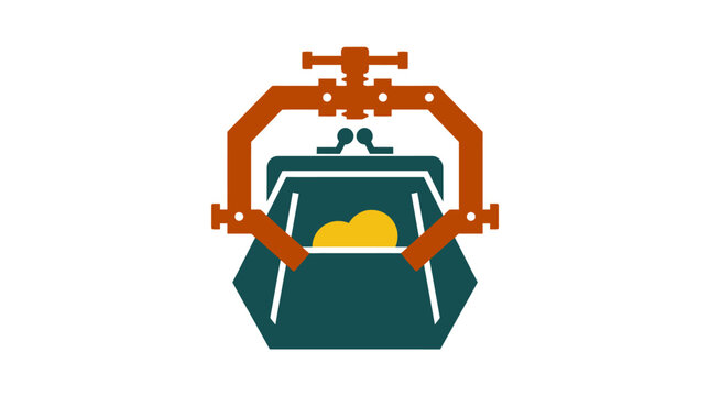 Vector Icon of Car Wash Station with Water Spraying for Car Cleaning Services