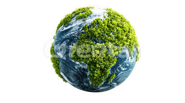 Eco friendly earth with lush green forests on transparent background symbolizing environmental conservation and sustainability