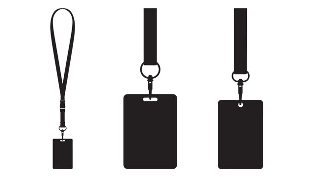 Lanyard tag set with black ID card holders and clip straps for secure badge display featuring access control, security, visitor pass with retractable