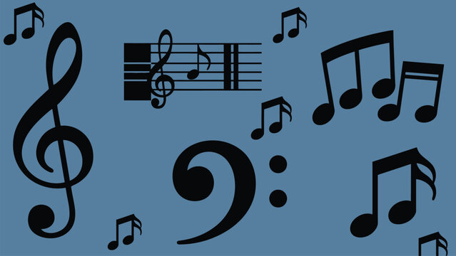 Music note icons set for creative projects and musical designs