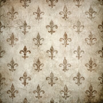 Aged textured fleur de lis pattern background