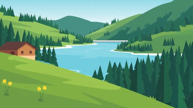 Aerial River Valley Cinematic Landscape Motion Graphic