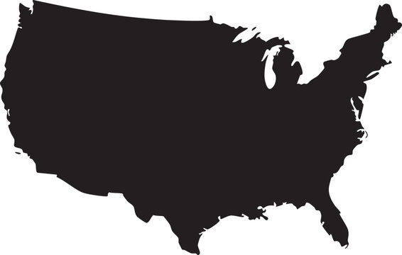 Black and white outline map of the contiguous united states