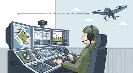 Drone flight control panel illustration © hermas