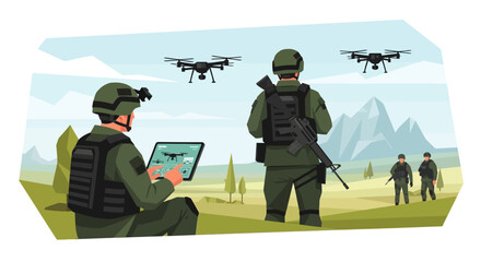 Soldiers Using Tablet Technology in Field Operations © hermas