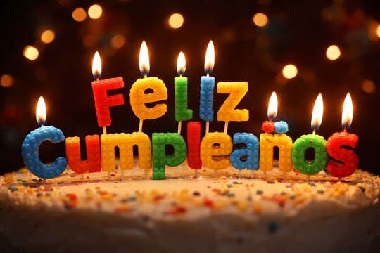 feliz cumpleanos cake with candles