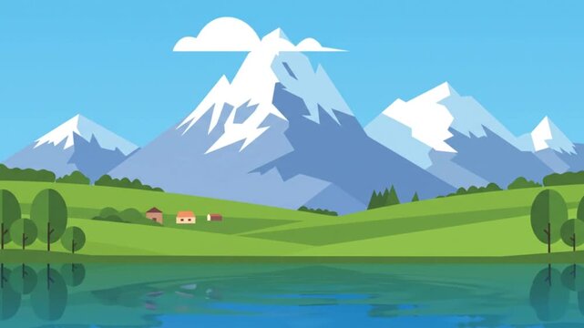 Iconic Peak Cinematic Landscape Flat Design Animation