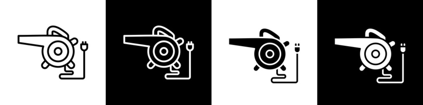  Air blower black and white icon design concept