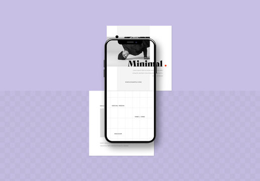 Social Media Mockup With Square Format and Smartphone Frame