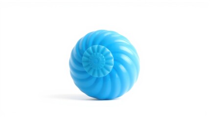 Obraz premium Bright blue spherical object. Textured surface resembles nautilus shell. Clean white background provides contrast. Simple studio shot.