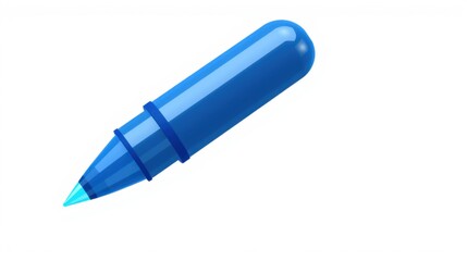 Obraz na płótnie Canvas Blue pen illustration. Smooth plastic body, shiny surface, simple design. Ideal for writing, drawing, notes.