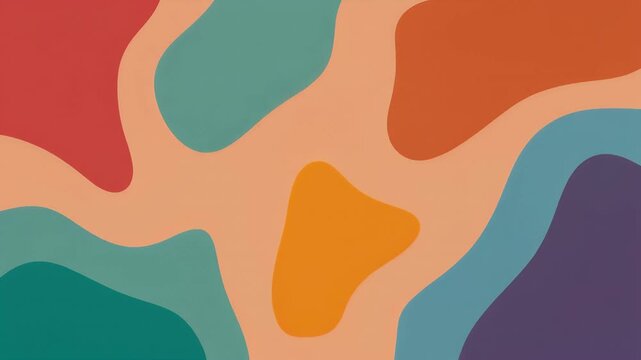 Playful Colorful Blobs Moving in a Loose Dance Pattern &ndash; Bold Warm and Cool Color Combination for Dynamic Abstract Motion Backgrounds and Modern Visual Design
