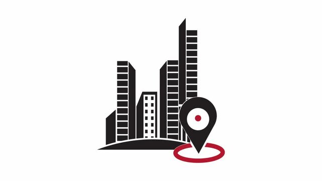 City Map Location Pin Animation Concept