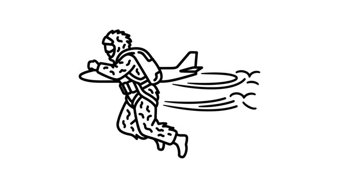 Skydiver with Jetpack Jumps from Plane, Skydiving Adventure, Extreme Sports