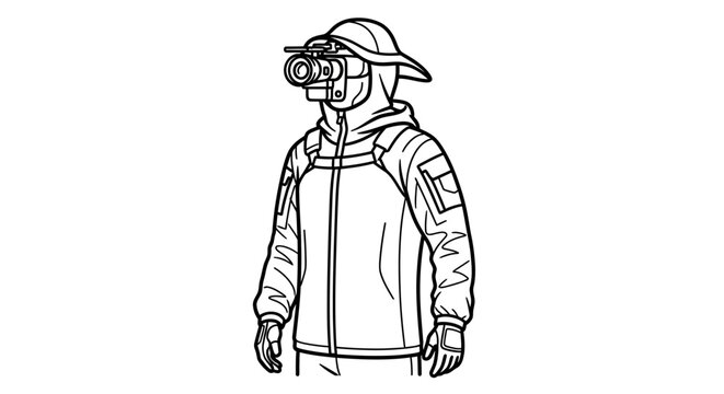 Soldier wearing night vision goggles and tactical gear, illustration