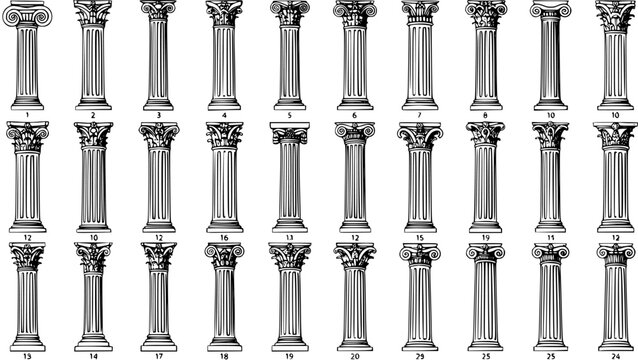 A Comprehensive Collection of Architectural Column Styles, Historical and Classical Designs