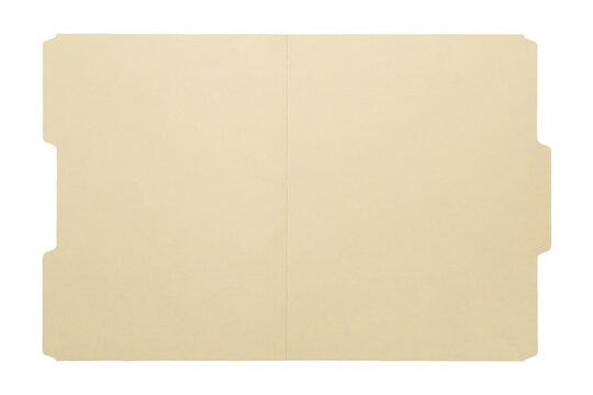 Manila craft folder with cut tab isolated on transparent background. Paper case archive for cold case file element design creation.