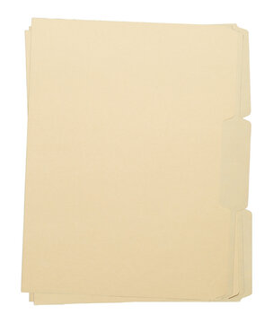 Manila craft folder with cut tab isolated on transparent background. Paper case archive for cold case file element design creation.