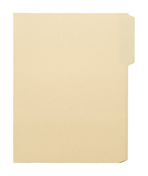 Manila craft folder with cut tab isolated on transparent background. Paper case archive for cold case file element design creation.