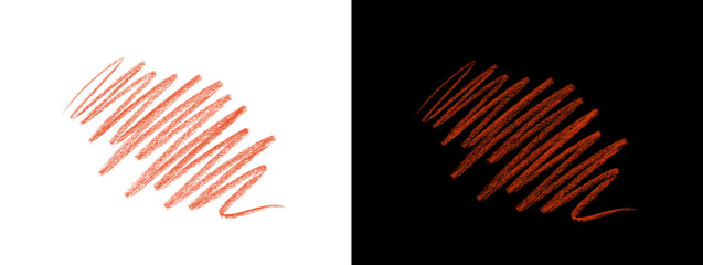 Fototapeta premium Red Hatched Scribble Patch on Split White and Black Background