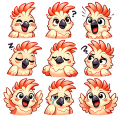 Fototapeta premium Emotional cockatoo expressions grid