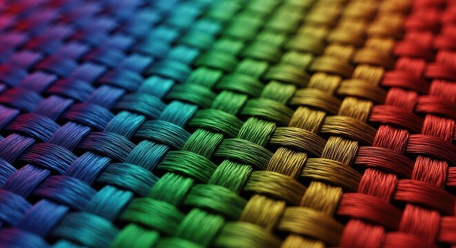 Intricate woven texture captured at high magnification, showing deep color gradients and complex structural details, focus, fiber, dynamic