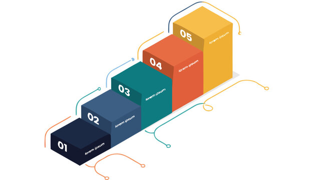Modern colorful business process timeline with numbered sequence and lorem ipsum text.eps