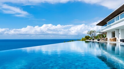 Obraz premium Luxury villa infinity pool ocean view tropical vacation