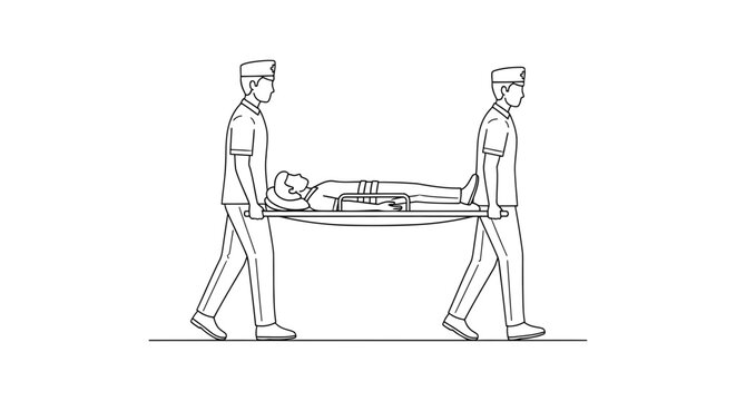 Paramedics carrying patient on stretcher illustration