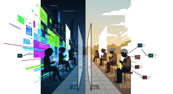 Digital Divide And AI Bias In Elder Care Concept