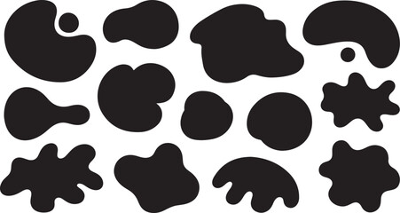Fototapeta premium Black Silhouettes on White Background Abstract Shapes