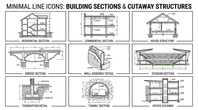 Building Sections Cutaway Structures.