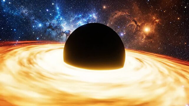 Black hole with accretion disk in space for tech concepts, digital marketing, and scientific projects