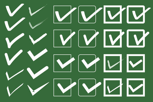 白いレ点・チェックマーク・チェックボックスのセット