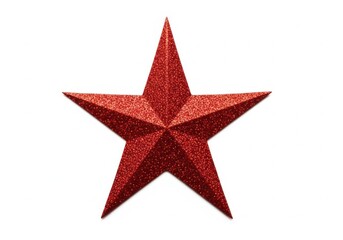 Fototapeta premium A large red star with a glittery texture on a white background