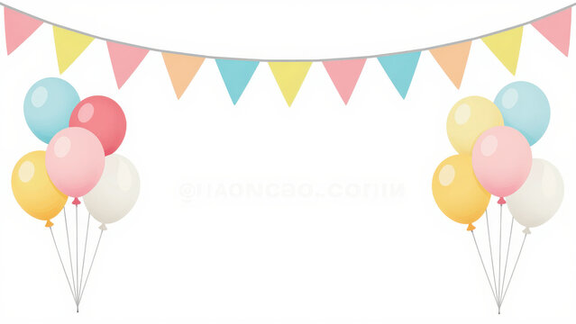 Colorful Balloons and Bunting Flags for Party Decoration