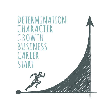 Determination - Runner starts career growth on upward arrow graph