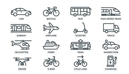 Transportation icons for travel and commute. © iwak