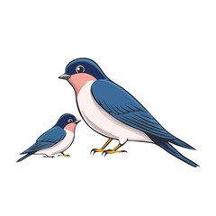 Obraz premium Two blue birds illustration on white background vector art