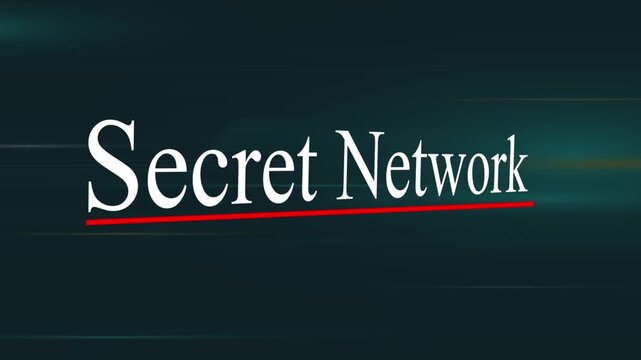 Secret Network Title Animation with Red Underline on Dark Digital Background