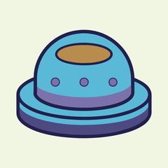 Fototapeta premium Stylized cartoon building with rounded top and stacked levels illustration