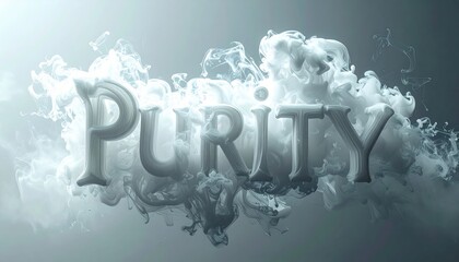 Fototapeta premium Purity concept with smoke and text, symbolizing cleanliness and innocence.